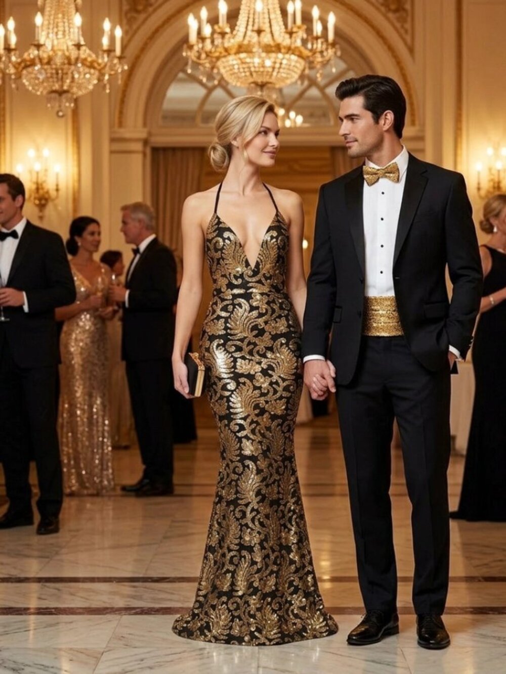 Windsor Black Gold Sequin Formal Gown Mermaid Prom Pageant Dress Size Sm Tags On